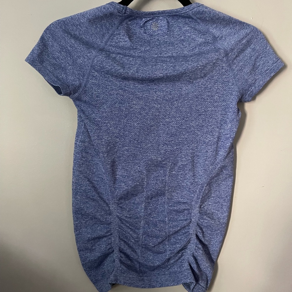 Athleta Womens Workout Heather Blue Purple Fastest Track Tee Shirt Top EUC - Picture 2 of 3